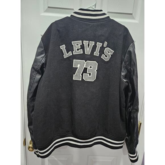 LEVI'S 73 MIXED MEDIA Letterman Varsity Bomber Wool Jacket Sz XXL - Picture 12 of 16